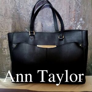 Ann Taylor Black Leather Tote Bag